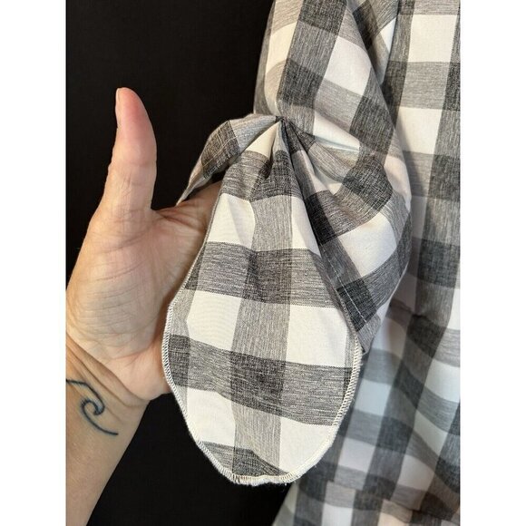 Ambition Women’s Sz Large Sexy Summer Dress NWT Lined Tie Bodice Gray White - Picture 7 of 9